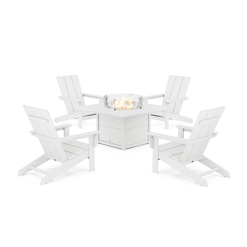 Picture of Modern Studio Adirondack 5 Piece Firepit Group in White