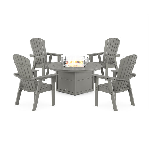 Picture of Nautical Curveback Adirondack 4 Piece Conversation Fire Group in Slate Grey