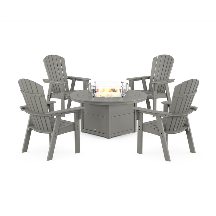 Picture of Nautical Curveback Adirondack 4 Piece Conversation Fire Group in Slate Grey