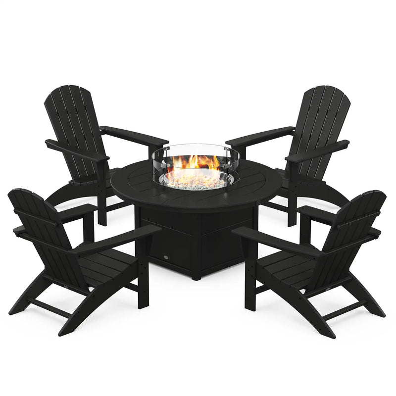 Nautical Adirondack 5 Piece Conversation Fire Pit Set - The Great Escape