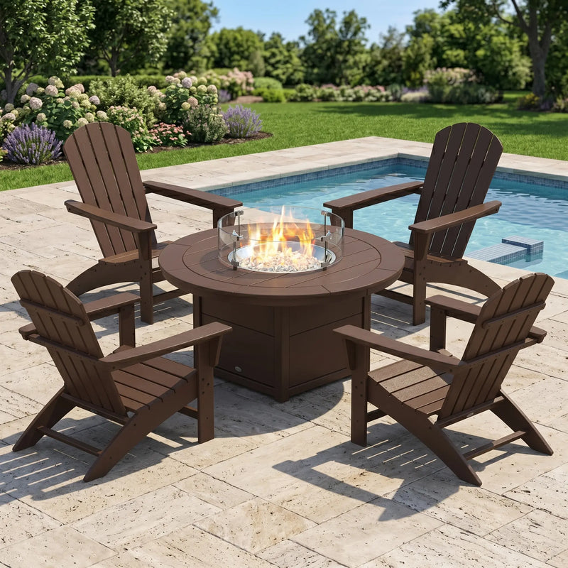 Nautical Adirondack 5 Piece Conversation Fire Pit Set - The Great Escape