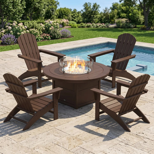 Nautical Adirondack 5 Piece Conversation Fire Pit Set - The Great Escape