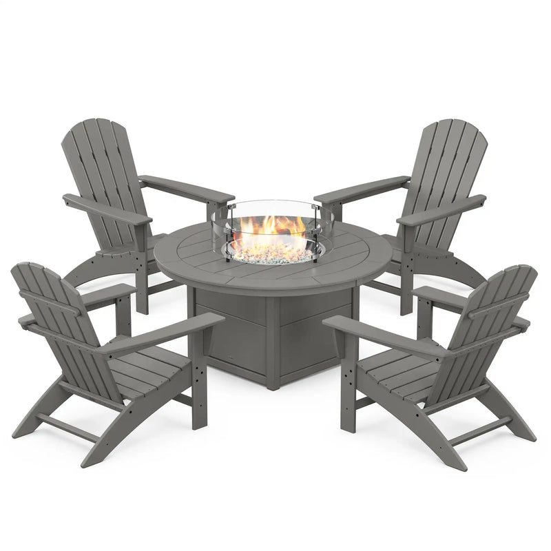 Nautical Adirondack 5 Piece Conversation Fire Pit Set - The Great Escape