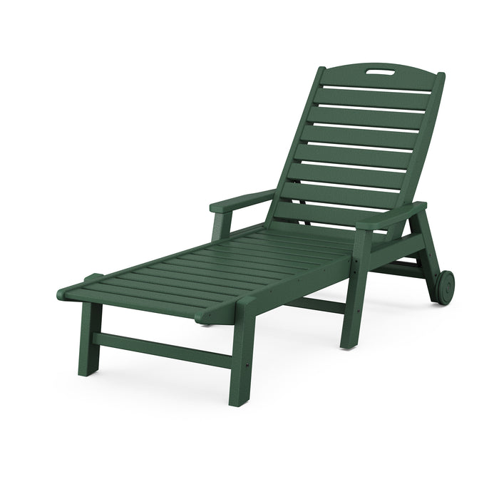 Picture of Nautical Chaise Lounge W/ Arms and Wheels in Green