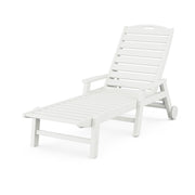 Picture of Nautical Chaise Lounge W/ Arms and Wheels in Vintage White