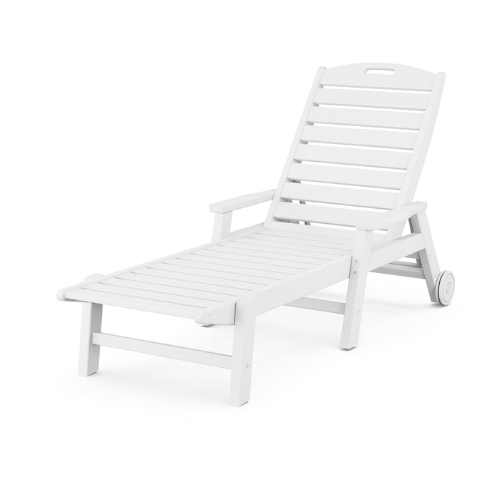 Picture of Nautical Chaise Lounge W/ Arms and Wheels in White