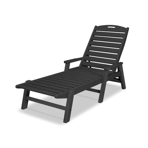 Picture Nautical Chaise Lounge W/ Arms in Black