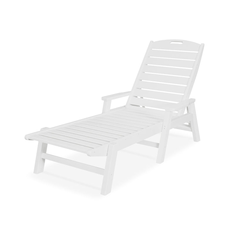 Picture Nautical Chaise Lounge W/ Arms in Vintage White