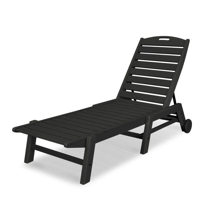 Picture Nautical Chaise Lounge W/ Wheels in Black