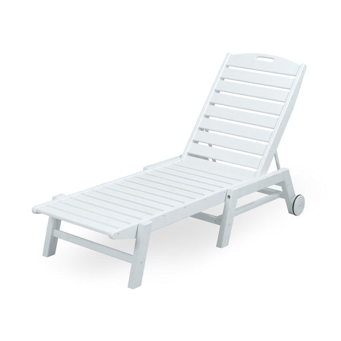 Picture Nautical Chaise Lounge W/ Wheels in White