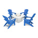 Picture of Nautical Curveback Adirondack 5 Piece Conversation Fire Group in Pacific Blue