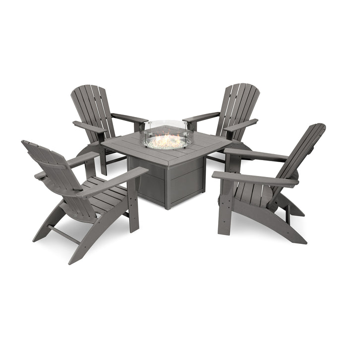 Picture of Nautical Curveback Adirondack 5 Piece Conversation Fire Group in Slate Grey