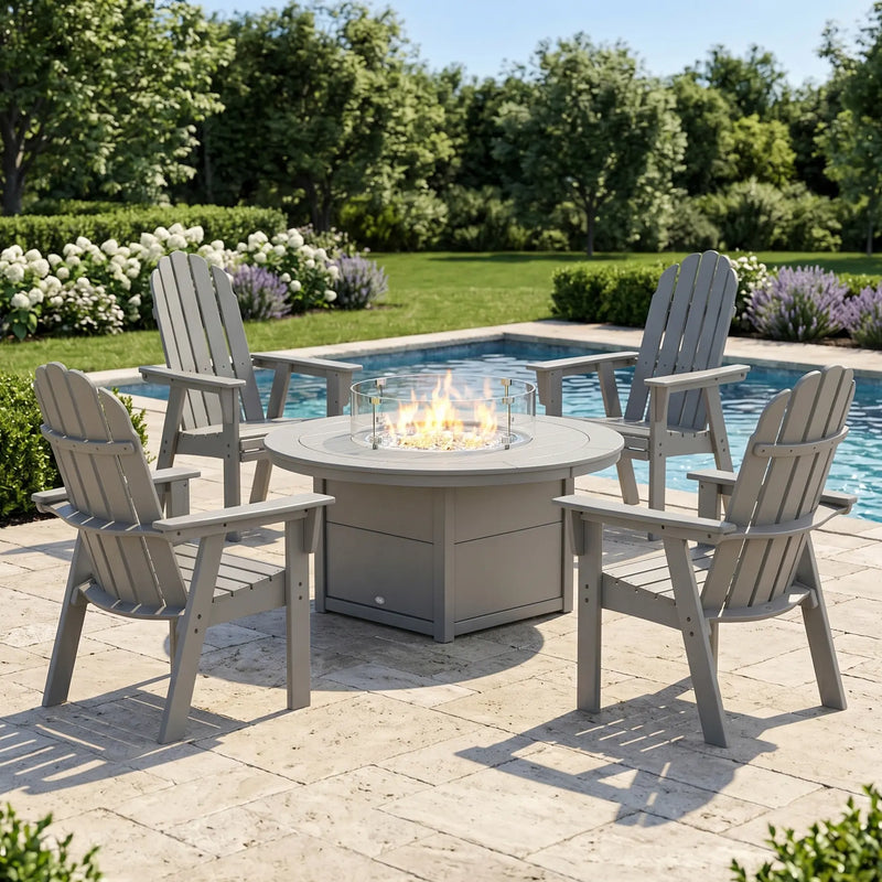 Picture of Vineyard Curveback Adirondack 4 Piece Conversation Fire Group in Slate Grey