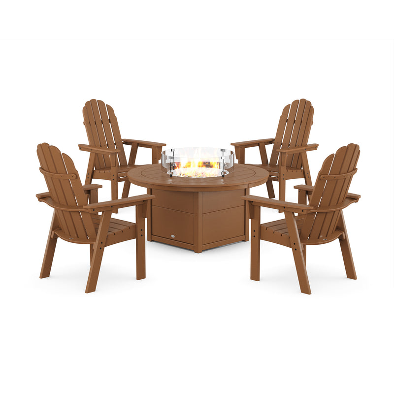 Picture of Vineyard Curveback Adirondack 4 Piece Conversation Fire Group in Teak