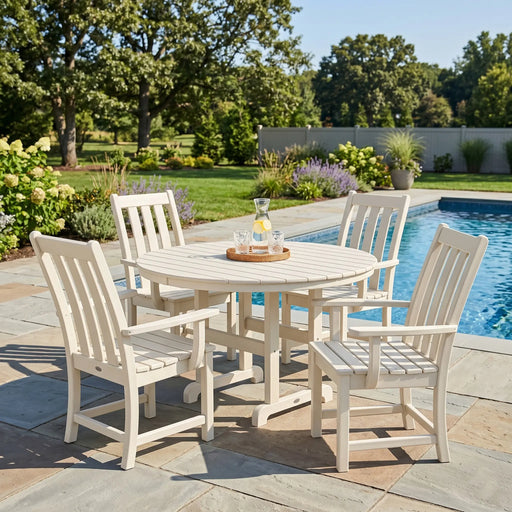 Vineyard 5 Piece Round Farmhouse Dining Set - The Great Escape