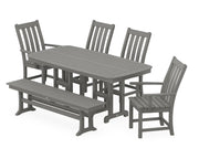 Vineyard 6 Piece Dining Set W/ Bench - The Great Escape