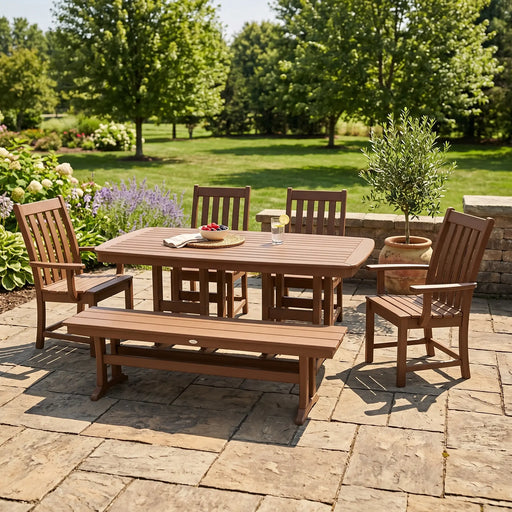 Vineyard 6 Piece Dining Set W/ Bench - The Great Escape