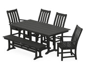 Vineyard 6 Piece Farmhouse Dining Set W/ Bench - The Great Escape