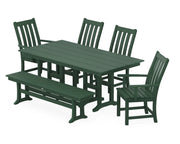 Vineyard 6 Piece Farmhouse Dining Set W/ Bench - The Great Escape