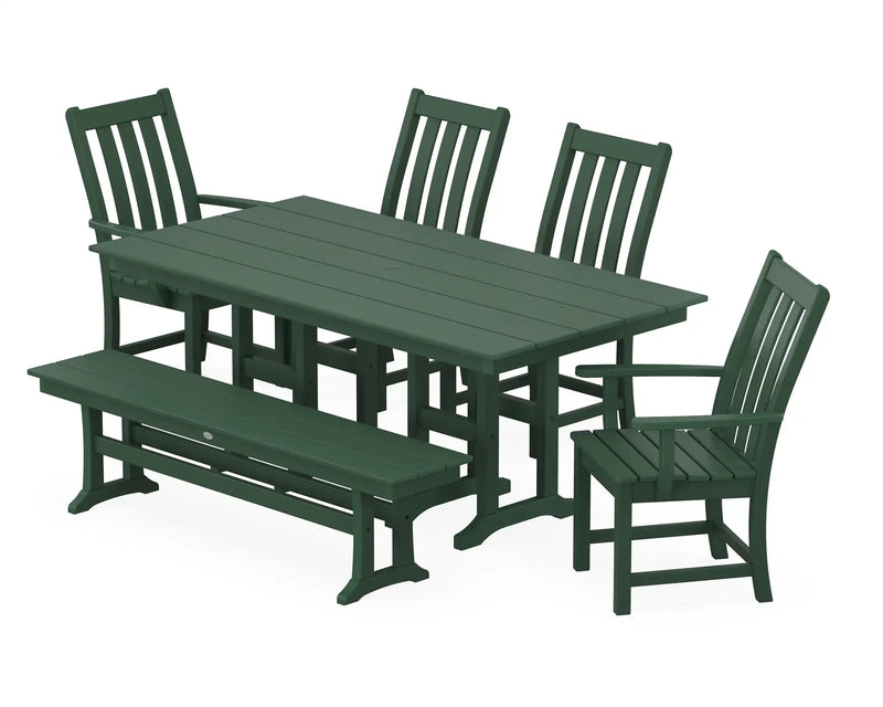 Vineyard 6 Piece Farmhouse Dining Set W/ Bench - The Great Escape