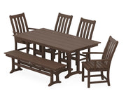 Vineyard 6 Piece Farmhouse Dining Set W/ Bench - The Great Escape