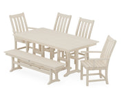Vineyard 6 Piece Farmhouse Dining Set W/ Bench - The Great Escape