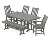 Vineyard 6 Piece Farmhouse Dining Set W/ Bench - The Great Escape