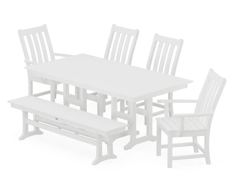 Vineyard 6 Piece Farmhouse Dining Set W/ Bench - The Great Escape