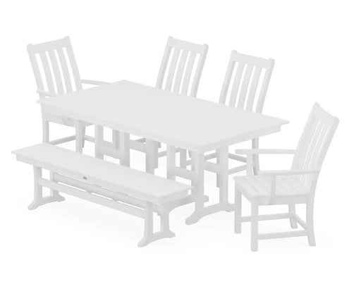 Vineyard 6 Piece Farmhouse Dining Set W/ Bench - The Great Escape