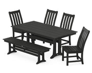Picture of Vineyard Side Chair 6 Piece Farmhouse Dining Set W/ Trestle Legs & Bench