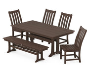 Picture of Vineyard Side Chair 6 Piece Farmhouse Dining Set W/ Trestle Legs & Bench