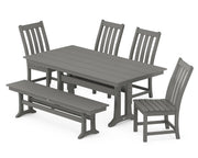 Picture of Vineyard Side Chair 6 Piece Farmhouse Dining Set W/ Trestle Legs & Bench