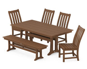 Picture of Vineyard Side Chair 6 Piece Farmhouse Dining Set W/ Trestle Legs & Bench