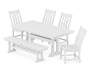 Picture of Vineyard Side Chair 6 Piece Farmhouse Dining Set W/ Trestle Legs & Bench