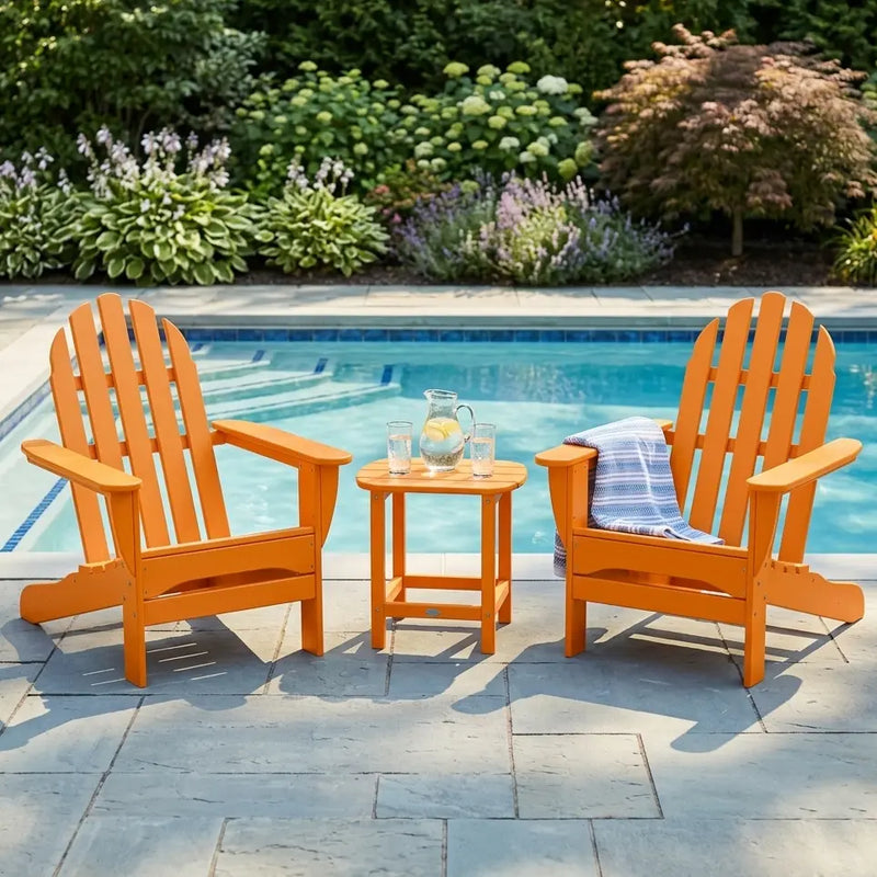 Vineyard 3 Piece Adirondack Set W/ 18" South Beach Side Table - The Great Escape