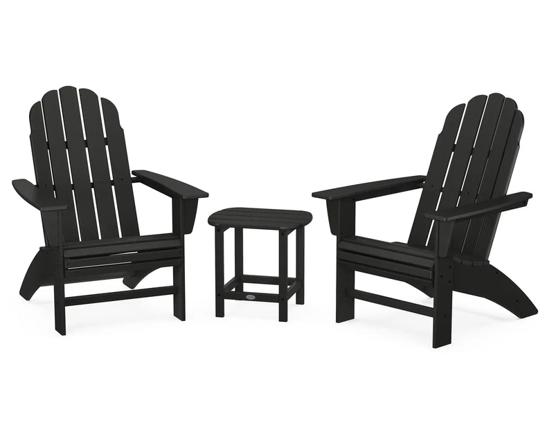 Vineyard 3 Piece Curveback Adirondack Set W/ 18" South Beach Side Table - The Great Escape