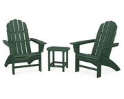 Vineyard 3 Piece Curveback Adirondack Set W/ 18" South Beach Side Table - The Great Escape