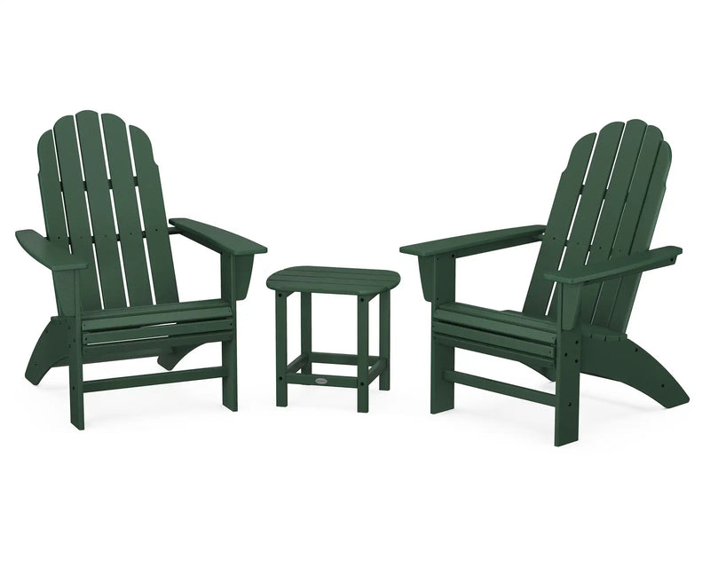 Vineyard 3 Piece Curveback Adirondack Set W/ 18" South Beach Side Table - The Great Escape
