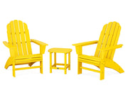 Vineyard 3 Piece Curveback Adirondack Set W/ 18" South Beach Side Table - The Great Escape
