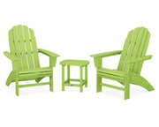 Vineyard 3 Piece Curveback Adirondack Set W/ 18" South Beach Side Table - The Great Escape