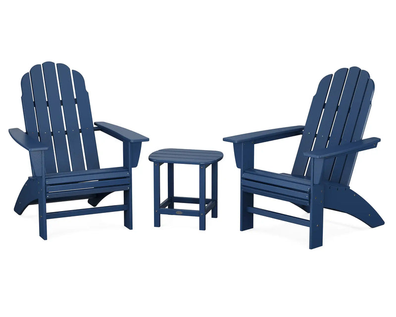 Vineyard 3 Piece Curveback Adirondack Set W/ 18" South Beach Side Table - The Great Escape