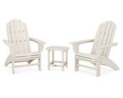 Vineyard 3 Piece Curveback Adirondack Set W/ 18" South Beach Side Table - The Great Escape