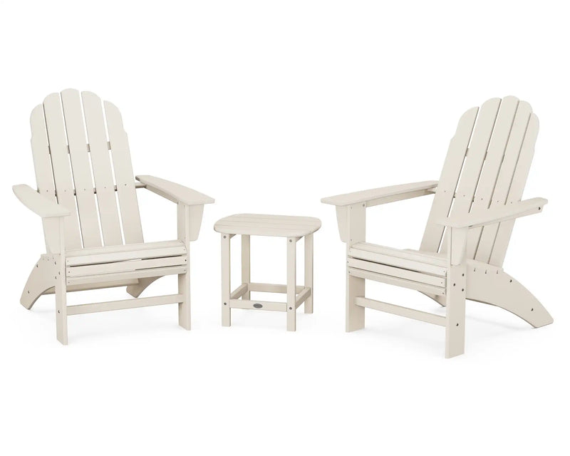Vineyard 3 Piece Curveback Adirondack Set W/ 18" South Beach Side Table - The Great Escape