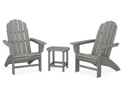 Vineyard 3 Piece Curveback Adirondack Set W/ 18" South Beach Side Table - The Great Escape