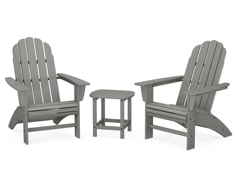 Vineyard 3 Piece Curveback Adirondack Set W/ 18" South Beach Side Table - The Great Escape