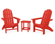 Vineyard 3 Piece Curveback Adirondack Set W/ 18" South Beach Side Table - The Great Escape