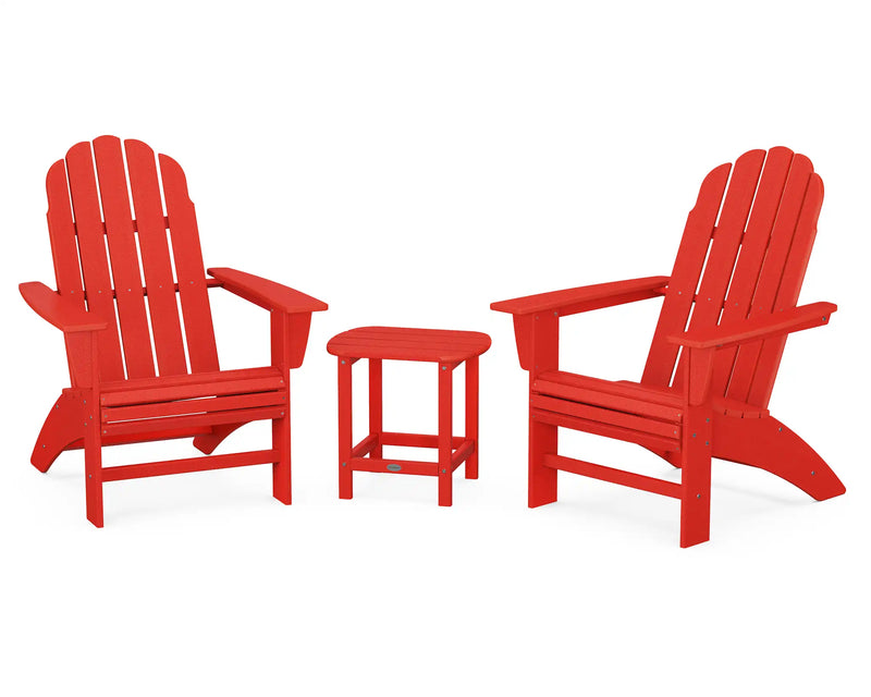 Vineyard 3 Piece Curveback Adirondack Set W/ 18" South Beach Side Table - The Great Escape