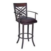 Pompano Swivel 26" Counter Stool W/ Arms - Mineral/Brown - The Great Escape