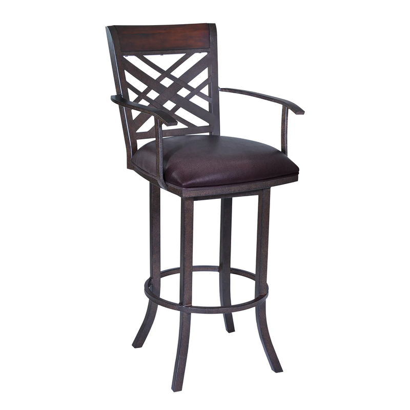 Pompano Swivel 26" Counter Stool W/ Arms - Mineral/Brown - The Great Escape