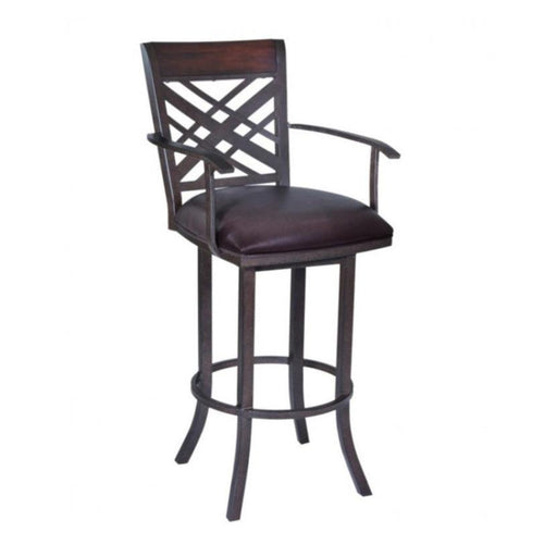 Pompano Swivel Stool with Arms - Brown - The Great Escape